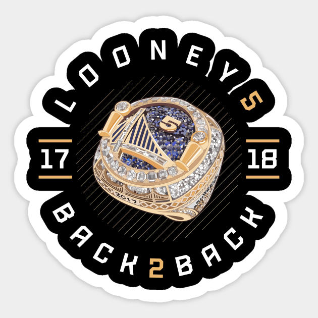 Kevon Looney 5 Back 2 Back Championship Ring 2017-18 Sticker by teeleoshirts